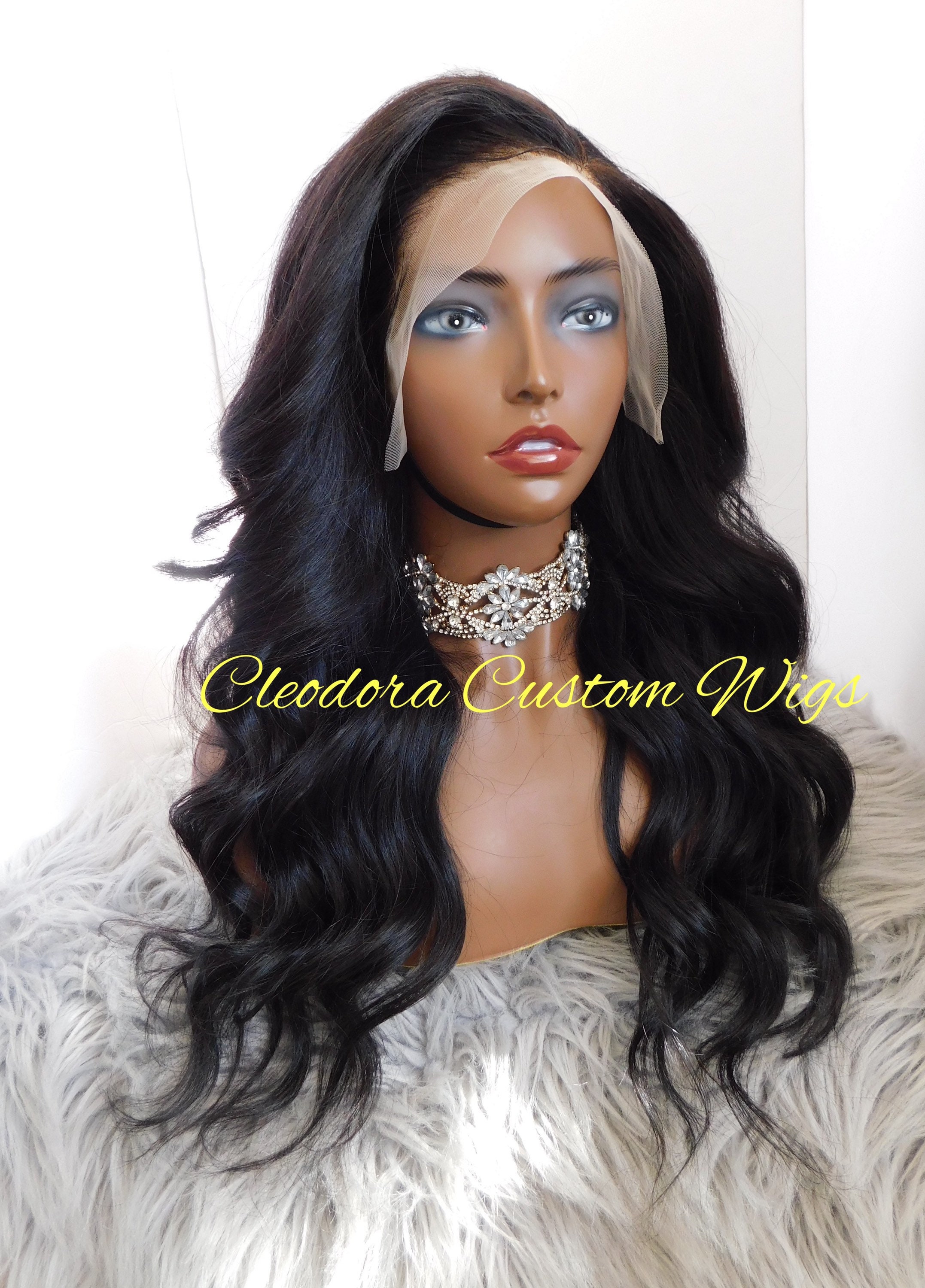 Elegant 26 Inch Jet Dark Black Long Straight Layered Wig Fringe