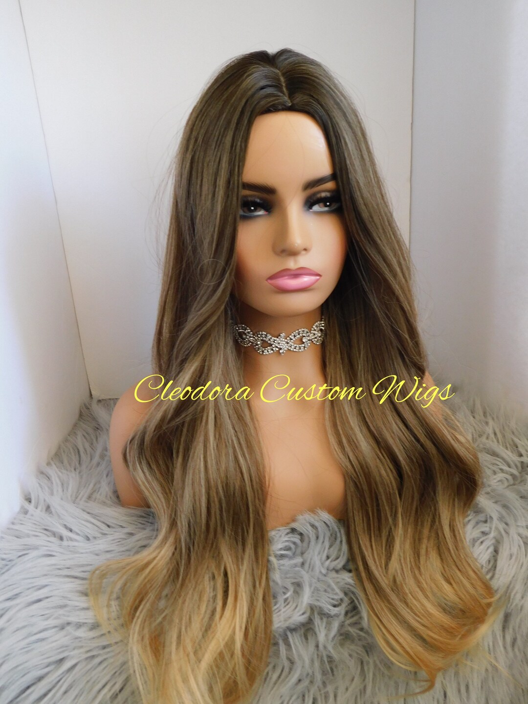 Wig Rose/machine Sewn Luxury Synthetic Wig/light Brown and Etsy