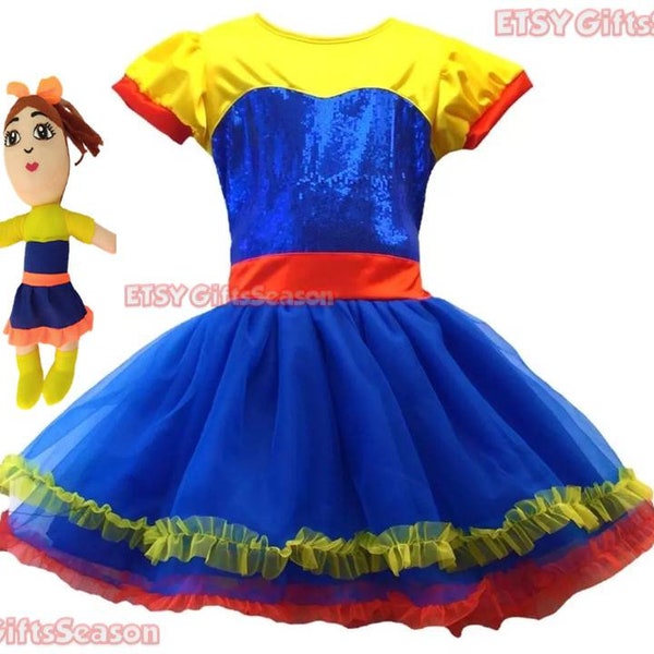Inspired Bely Costume and Push Toy Show de Bely y Beto Kids Girl Birthday Costume Disfraz Bely y Peluche Nina Model A