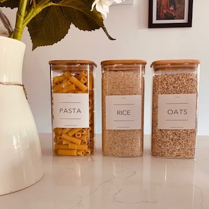 Glasetiketten | Küchenbehälter Aufkleber | Elegante | Organisation | Sticker | Individueller Vinyl Sticker | Pantry Etiketten | Hinke | Aufkleben