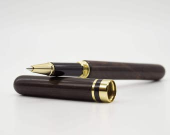 Louis Rollerball Pen(African Black wood) with leather pen case