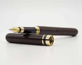 Louis Fountain Pen(African Black wood) with leather pen case