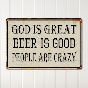 Funny Beer Sign Gift for Him, Vintage Metal Sign for Man Cave, Rustic Home Bar Décor, Custom Wall Art, Personalized Housewarming Gift