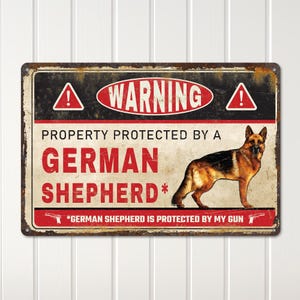 Beware of Dog Sign: Personalized German Shepherd - Metal Wall Decor