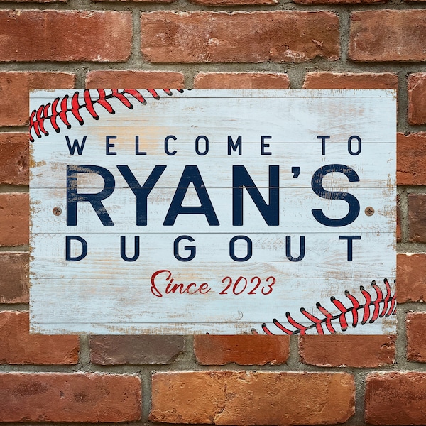 Personalized Baseball Sign, Welcome to Dugout Sign; Personalized Gift for Baseball Fans, Player and Coach; Custom Metal Sign for Him