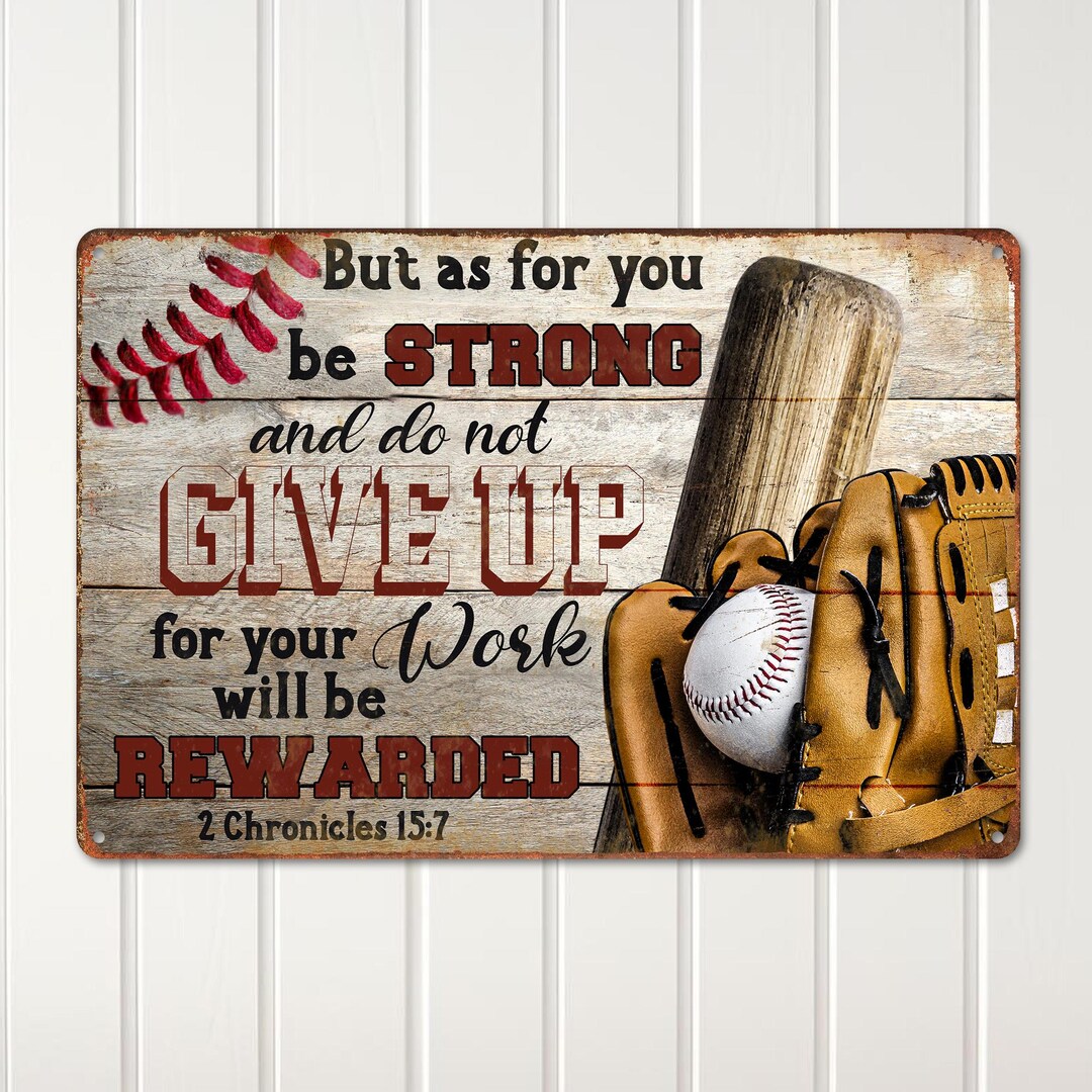 Custom Baseball Sign With Inspirational Quote – Rustic Metal Sign for ...