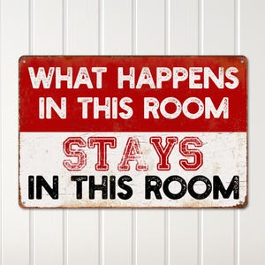 Personalized Man Cave Sign, What Happens in This Room Stays in This Room; Funny Gift for Him; Housewarming Gift for Friend; Rustic Decor