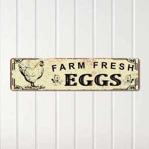 Personalized Farming Sign – Farm Fresh Eggs Outdoor Metal Sign, Custom Gift for Farmer, Cute Wall Art Farmhouse Decor, Rustic Wall Hanging