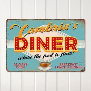 Personalized diner sign with name; custom sign for diner or kitchen decor; housewarming gift for grandma; gift for chef