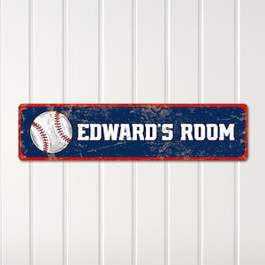 Personalized Baseball Family Sign: Vintage Metal Wall Decor