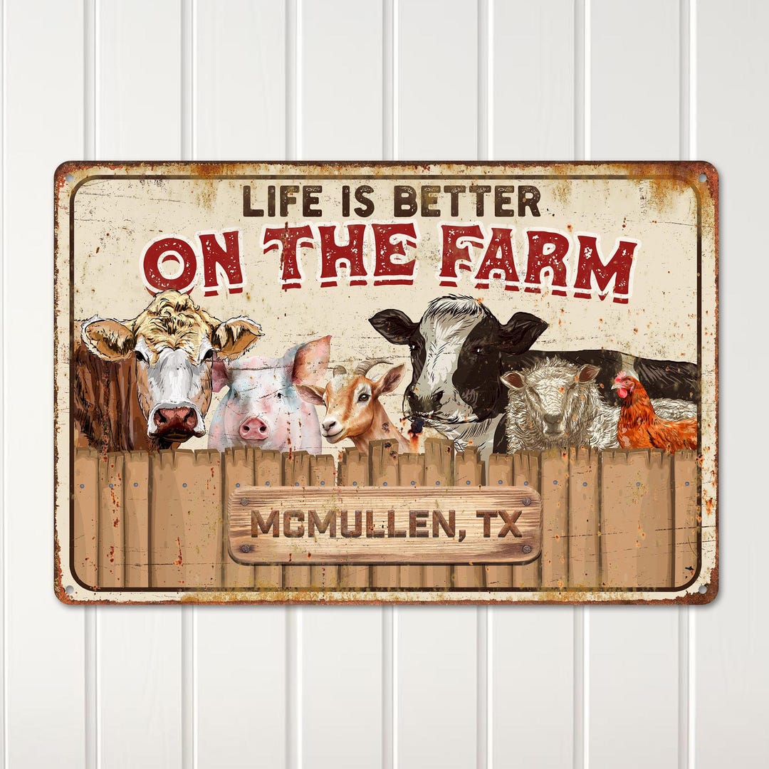 Tin Rustic Signs Farmhouse Tin Sign - Rustic Metal Wall Decor With Custom Text - Etsy