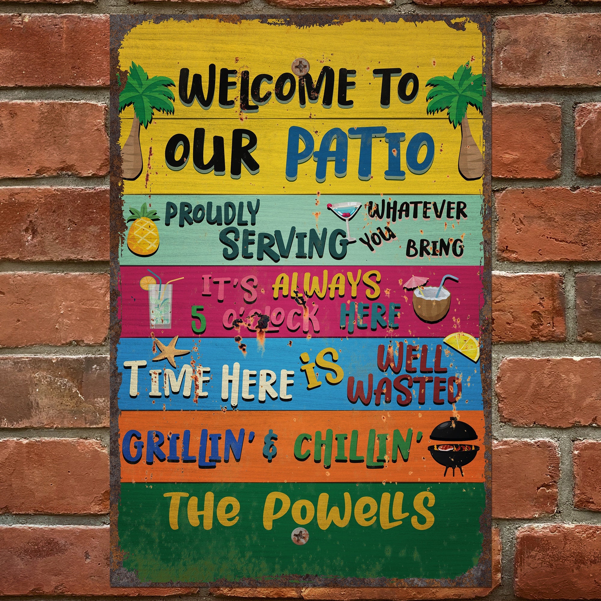 Personalized Outdoor Patio Sign Welcome to Our Patio Sign Funny Patio ...