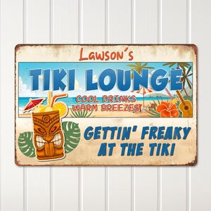 Tiki Bar Metal Sign: Personalized Rustic Style - Outdoor Ready