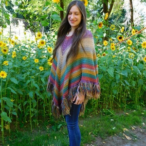 Crochet woman&#39;s Poncho, Fall, light weight, Boho Hippie,