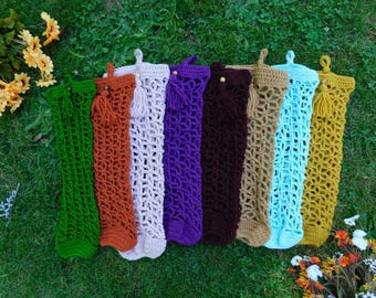 Crochet grocery bag holder, Kitchen storage, Boho Bag Saver