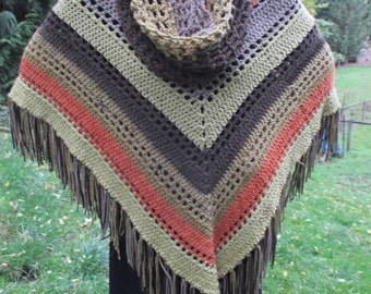 Crochet Autumn Poncho scarf set