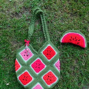 Crochet watermelon bag and wallet set