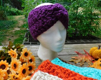 Crochet twisted headband, Earwarmer, Headband