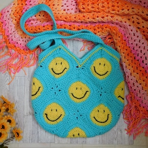 Happy Face Crochet Tote bag, Shoulder bag
