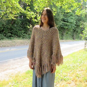 Crochet woman&#39;s Poncho, Fall, light weight, Boho Hippie, Small, Medium, Large