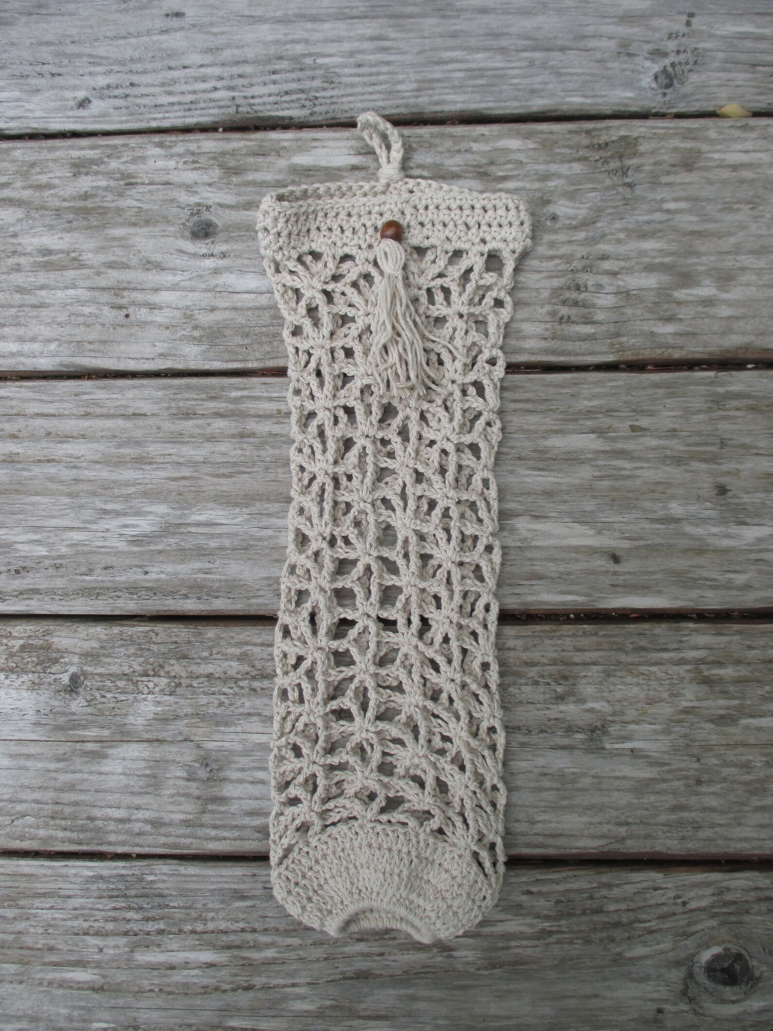 Crochet Grocery plastic bag holder boho hippie Etsy