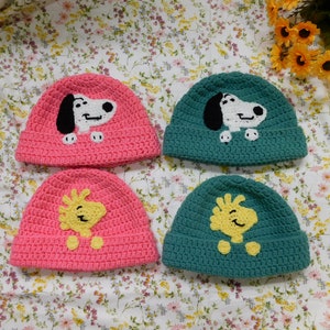 Crochet Snoopy and Woodstock Toddler Beanie (16-18 inches)