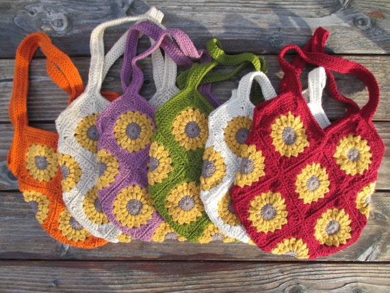 crochet sunflower bag