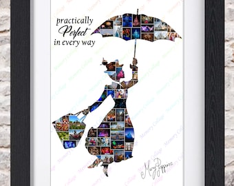 Mary Poppins Disney Photo Collage Wall Art Home Decor Digital Printable