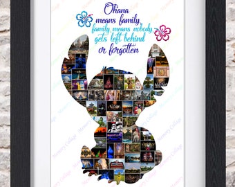 Stitch Ohanan Disney Photo Collage Wall Art Home Decor Digital Printable