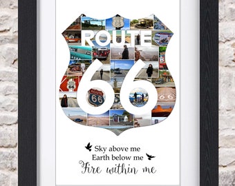 Route 66 USA Road Trip Photo Collage Wall Art Home Decor Digital Printable