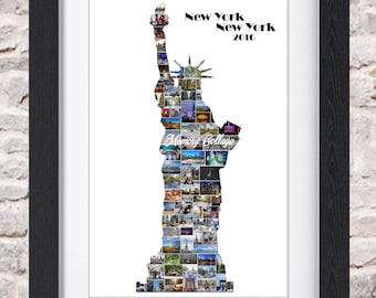 Statue of Liberty New York Photo Collage Wall Art Home Decor Digital Printable