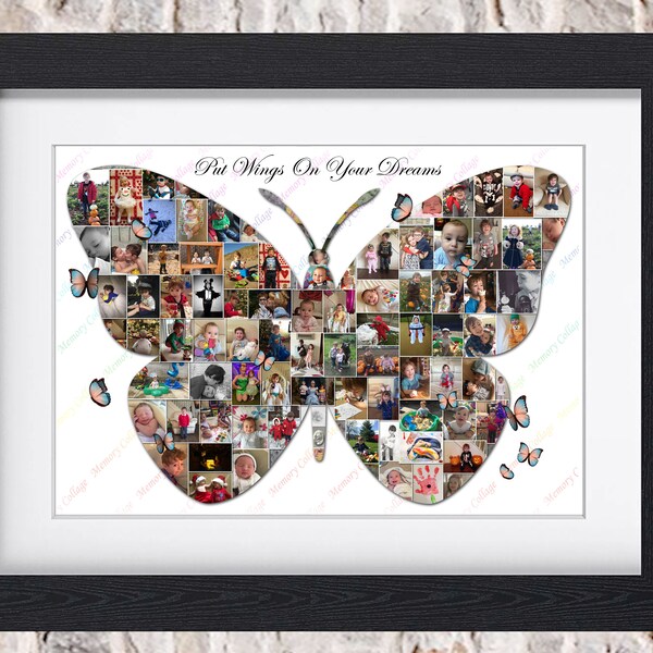 Collage de fotos de mariposas Arte de pared Decoración para el hogar Imprimible digital