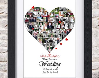 Wedding Anniversary Valentines Heart Celebration Photo Collage Wall Art Home Decor Digital Printable