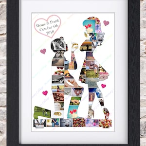 Verlobung paar Mann Frau Foto Collage Wand Kunst Home Decor Digital Printable