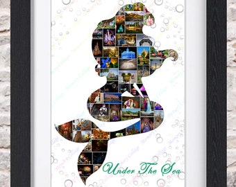 Little Mermaid Ariel Under The Sea Photo Collage Wall Art Home Decor Digital Printable
