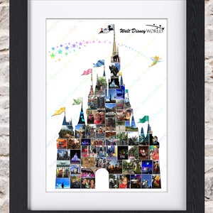 Cinderellas Castle Floating Tinkerbell Disney Photo Collage Wall Art Home Decor Digital Printable