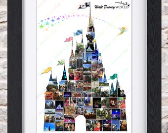 Cinderellas Castle Floating Tinkerbell Disney Photo Collage Wall Art Home Decor Digital Printable