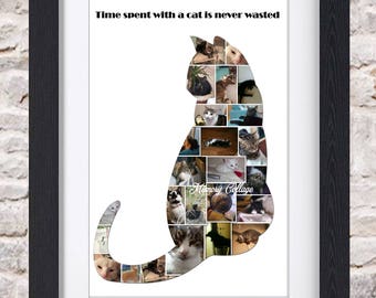 Short Haired Cat Kitten Feline Pet Memorial Photo Collage Wall Art Home Decor Digital Printable