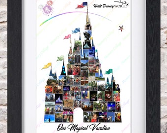 Cinderellas Castle Shooting Star Disney Photo Collage Wall Art Home Decor Digital Printable