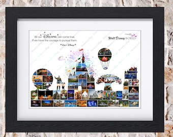 Disney World Skyline Photo Collage Wall Art Home Decor Digital Printable