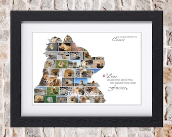 Pomerainian Profile Dog Puppy Pet Memorial Photo Collage Wall Art Home Decor Digital Printable