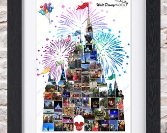 Cinderellas Castle Fireworks Disney Photo Collage Wall Art Home Decor Digital Printable