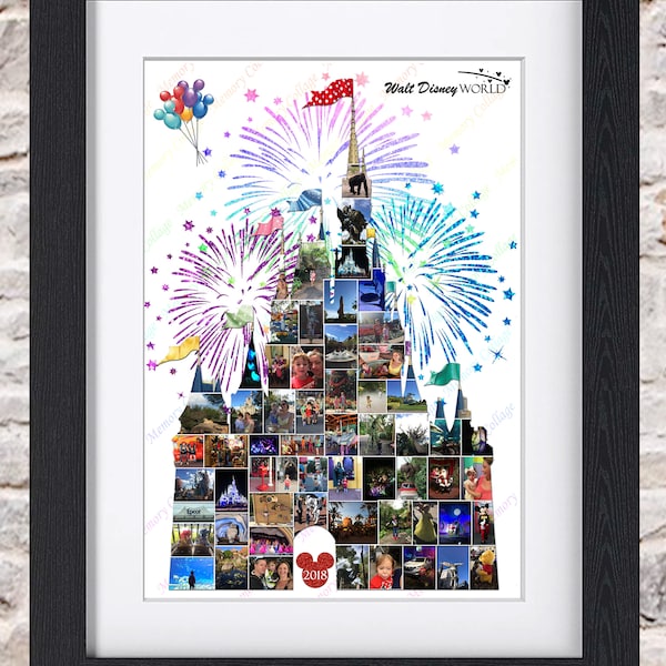 Cendrillon Castle Fireworks Disney Photo Collage Wall Art Home Décor Digital Printable