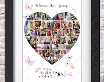 Butterfly Heart Photo Collage Wall Art Home Decor Digital Printable