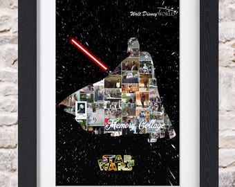 Darth Vader full body White/Black Background Star Wars Disney Photo Collage Wall Art Home Decor Digital Printable