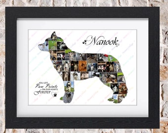 Siberian Husky Dog Puppy Canine Pet Memorial Photo Collage Wall Art Home Decor Digital Printable