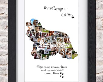 Spaniel Dog Puppy Canine Pet Memorial Photo Collage Wall Art Home Decor Digital Printable
