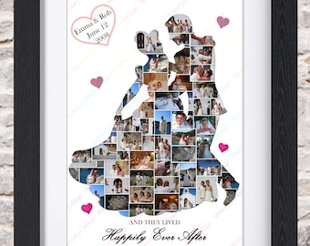 Cinderella & Prince Charming Wedding Waltz Disney Photo Collage Wall Art Home Decor Digital Printable