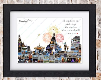 Disneyland Paris Skyline Photo Collage Wall Art Home Decor Digital Printable
