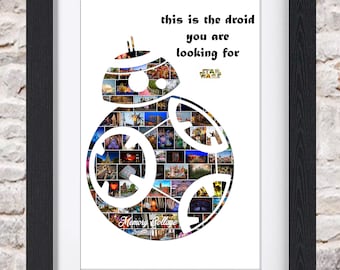 Star Wars BB8 C3PO R2D2 Droids Disney Photo Collage Wall Art Home Decor Digital Printable